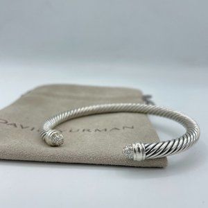 David Yurman 5mm Silver Diamond End Tips Bracelet